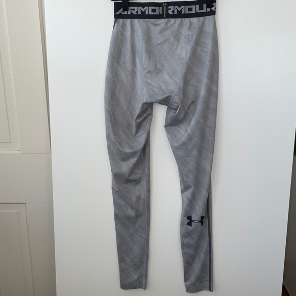 Under Armour Men's Compression Leggings Light Gray Athletic Pants - Picture 4 of 4